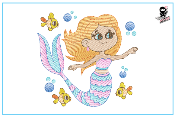 Baby Mermaid Embroidery: A Cute Design for Branding