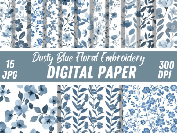 Dusty Blue Floral Embroidery Patterns Review
