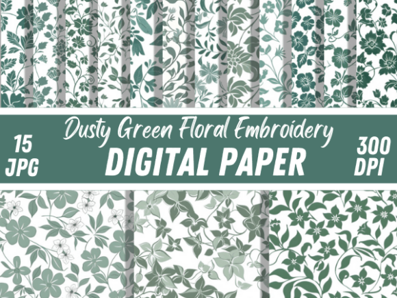 Dusty Green Floral Embroidery Patterns Review