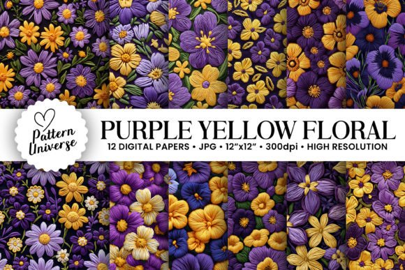 Purple Yellow Floral Embroidery Patterns Review