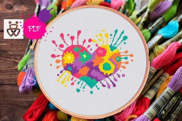 Splash Heart Cross Stitch Pattern PDF Review for Seasonal Creations