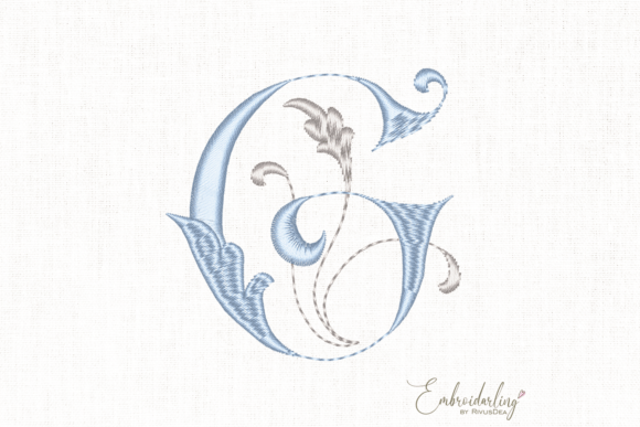 Vintage Floral G Embroidery Design for Boutique Sweatshirts