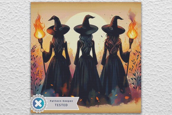 Witches Coven Cross Stitch Pattern PDF Review for Sweatshirt Embroidery